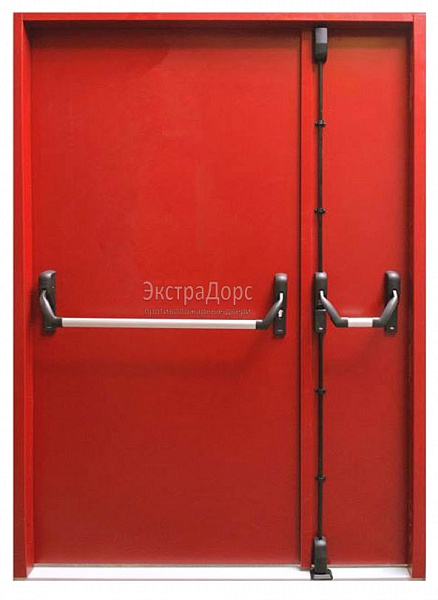 Противопожарная дверь EI 60 дымогазонепроницаемая красная с антипаникой в Орехово зуево  купить