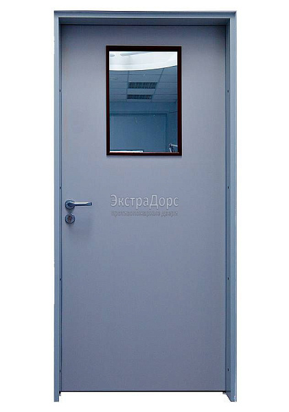 Дверь противопожарная металлическая однопольная EI 30 газодымонепроницаемая со стеклом в Орехово зуево  купить