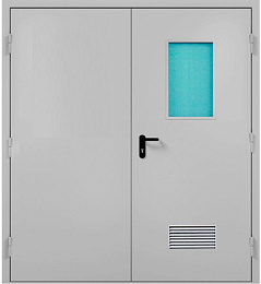 Дверь металлическая противопожарная утепленная правая с решеткой